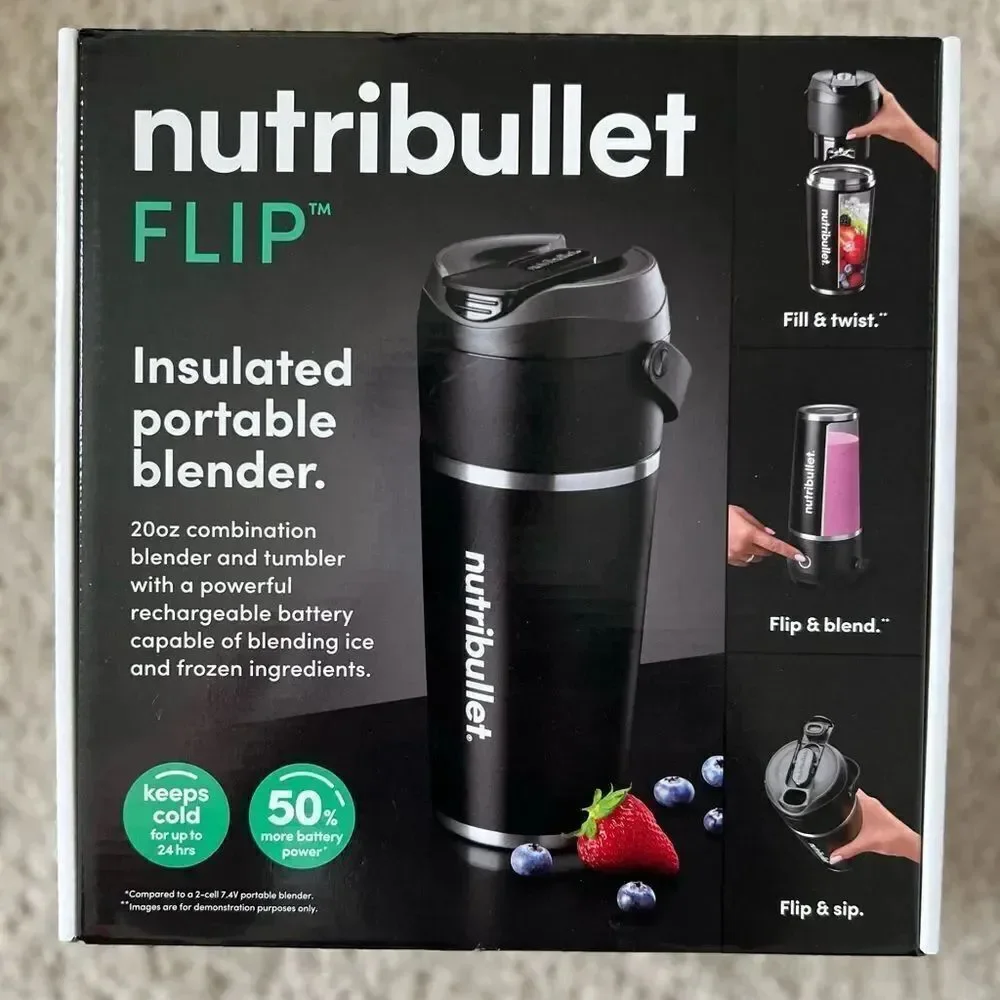 Nutribullet Flip Portable Blender w/ Black Insulated Tumbler Cup (BD-BX776A-23)